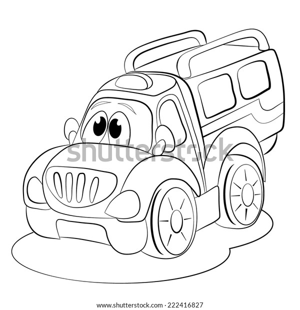 Coloring book. Cartoon\
funny car minivan.