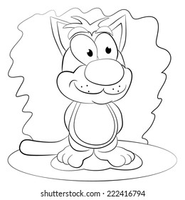 Coloring book. Cartoon funny cat.