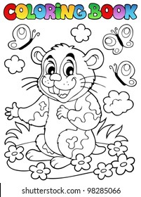 Farbbuch mit Cartoon Hamster - Vektorgrafik.