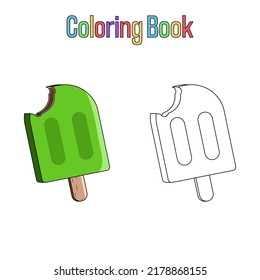 Coloring book. Cartoon ice cream for kids activity colouring pages. Vector illustration