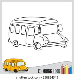 Coloring book - cartoon school bus (vector)