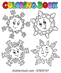 Coloring book cartoon snowflakes 1 - vector illustration.