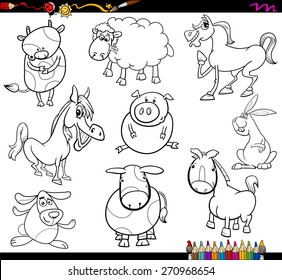 Coloring Book Cartoon Vector Illustration Set Stock Vector (Royalty ...