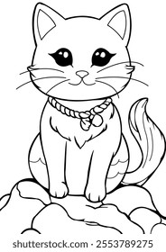 coloring book cat with a bow