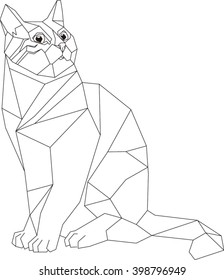 Coloring Book Cat with Design Lines.