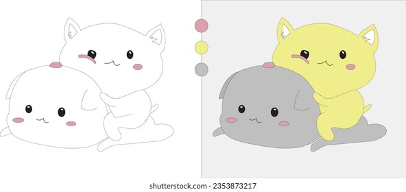 Coloring book Cat Kid vector