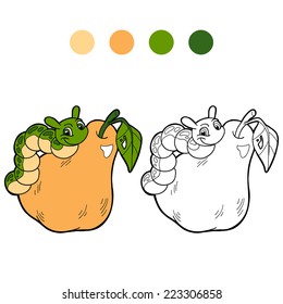 Coloring book (caterpillar and pear)
