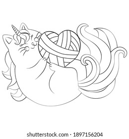 Coloring Book of Caticorn or cat like unicorn for children, kids and adults.
Caticorns are hybrids of cat and unicorns