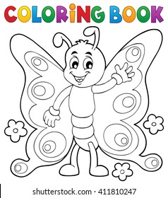 Libro de coloreado alegre tema de mariposa 1 - ilustración vectorial eps10.