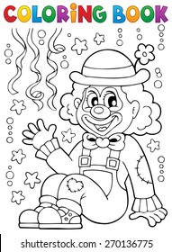 Coloring book with cheerful clown 4 - eps10 vector illustration.