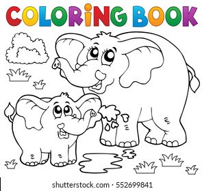 Coloring book cheerful elephants - eps10 vector illustration.