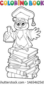 Coloring book chemistry owl teacher 2 - eps10 vector illustration.