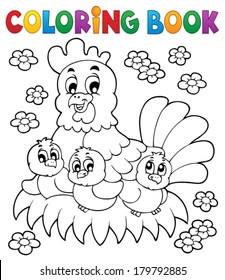 Coloring book chicken theme 1 - eps10 vector illustration.