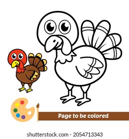 Libro de coloración, vector de pavo de pollo