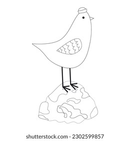 Coloring book for children from 3 years old. Seagull on the stone.