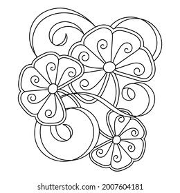 Coloring book for children. Abstract plants. floral composition . Vector illustration.