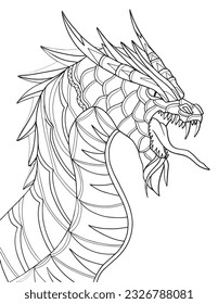 Coloring book for children and adults dragon face