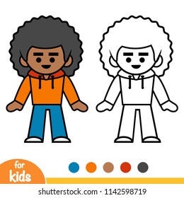 Coloring book for children, African American boy