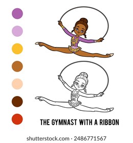Coloring book for children, The African gymnast girl jumping rope