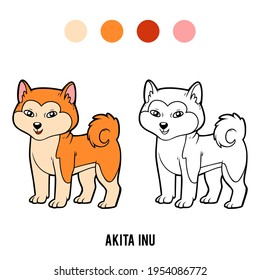 Coloring book for children, Akita inu