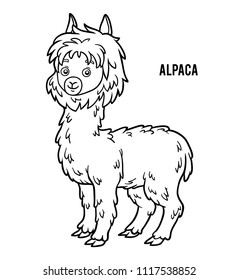 Coloring book for children, Alpaca