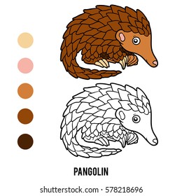 Coloring book for children, animal Pangolin