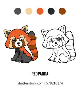 Coloring book for children, animal Red panda