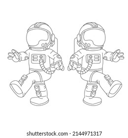 Coloring Book For Children, Astronaut Outline. Astronaut Vector