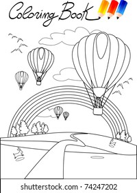 Coloring book for children, balloon. Vector illustration