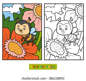 Coloring book for children (bee and background)