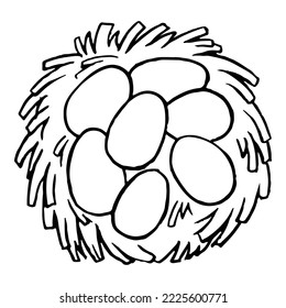 Coloring book for children, Birds nest with eggs
