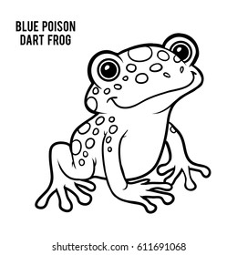 Coloring book for children, Blue poison dart frog