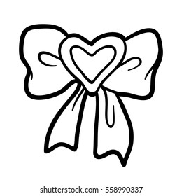 Coloring Book Children Bow Heart Stock Vector (Royalty Free) 558990337 ...