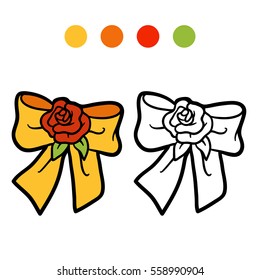 Coloring book for children, Bow with rose