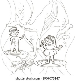 Under The Sea Clipart Black And White Images Stock Photos Vectors Shutterstock