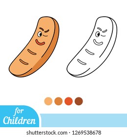 Coloring book for children, Bread with a cute face
