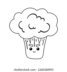 Coloring book for children, Broccoli with a cute face