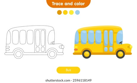 Coloring book for children: bus. Educational game for kids.