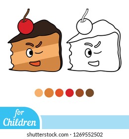 Coloring book for children, Cake with a cute face