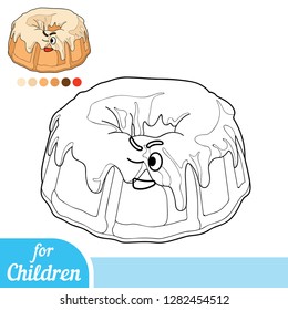 Coloring book for children, Cake with a cute face