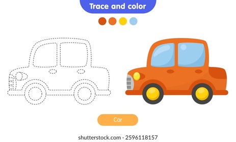 Coloring book for children: car. Educational game for kids.