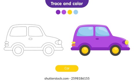 Coloring book for children: car. Educational game for kids.
