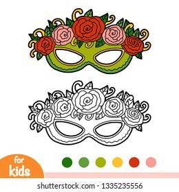 Coloring book for children, Carnival mask with roses