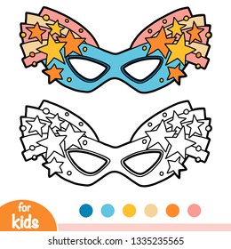 Coloring book for children, Carnival mask with stars
