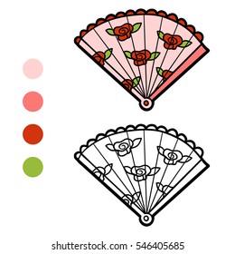 Coloring book for children, cartoon accessories, Fan