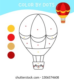 Coloring book for children. Cartoon air balloon.