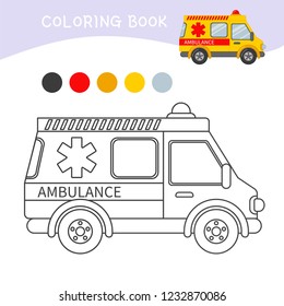 Coloring Book Children Cartoon Ambulance Stock Vector (Royalty Free ...