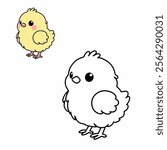 Coloring book for children (cartoon baby chick). Coloring book, education game for children.