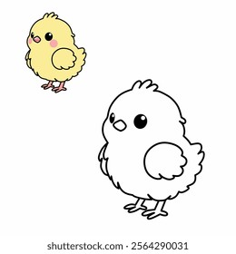 Coloring book for children (cartoon baby chick). Coloring book, education game for children.