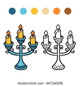 Coloring book for children, cartoon Candlestick